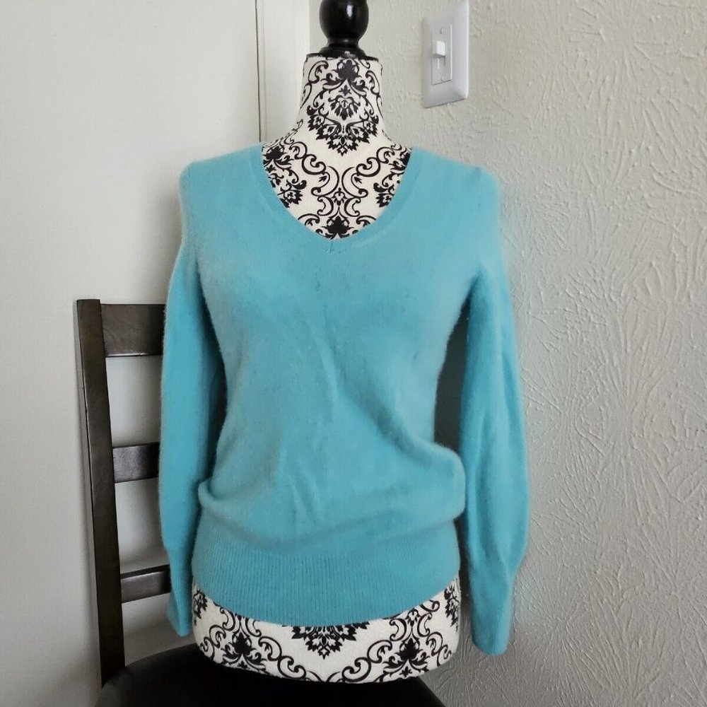 Halogen Warm Long Sleeve Sweater Women 2ply 100% Cashmere Women Turquoise S EUC